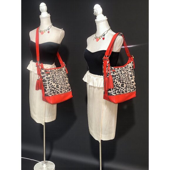 Coach Legacy Ocelot Duffle Sac 19996 Orange Leather Print Canvas Convertible Bag - Picture 2 of 7